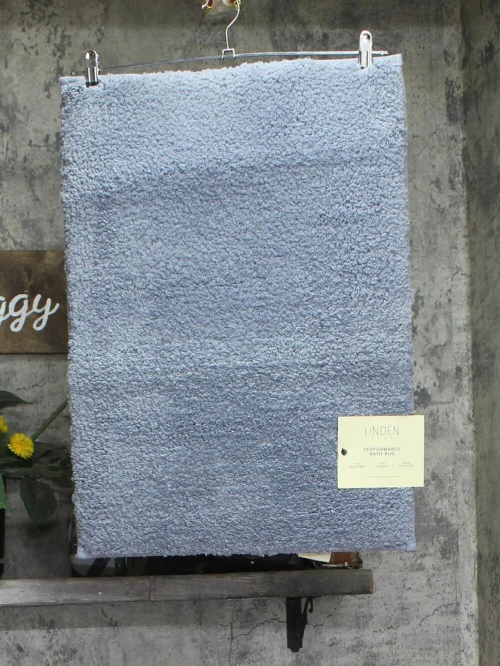 NWT Linden Street Performance Plush Bath Rug Mat Light Indigo Blue Gray 17x24
